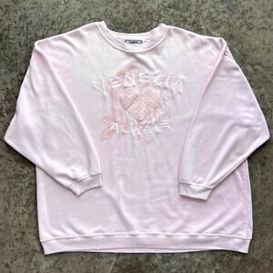 Vintage 90s Venezia Pink Embroidered Heart Sweatshirt Women's 26/28 Crewneck